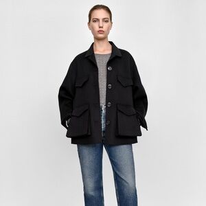 totême wool army jacket in black